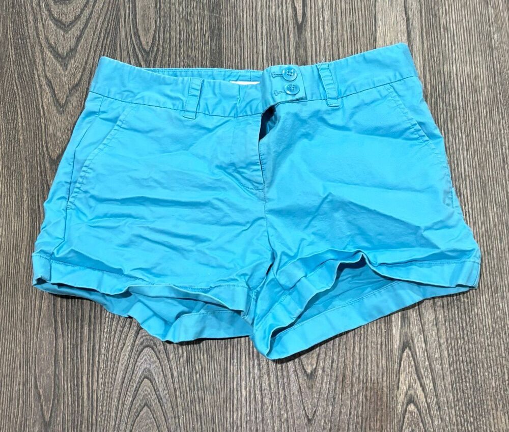 Vineyard Vines Women's Flat Front Double Button Chino Shorts Blue Size 4